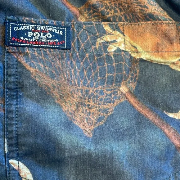 714 VINTAGE Ralph Lauren Polo classic Sport Blue Nylon Drawstring Shorts Size M - Picture 13 of 13